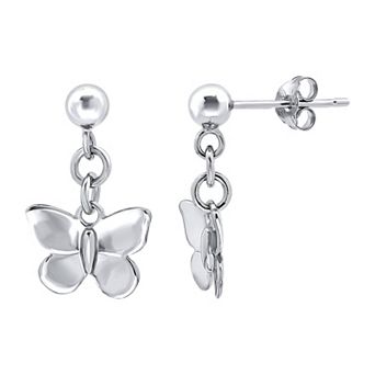 Aleure Precioso Sterling Silver Butterfly Drop Earrings