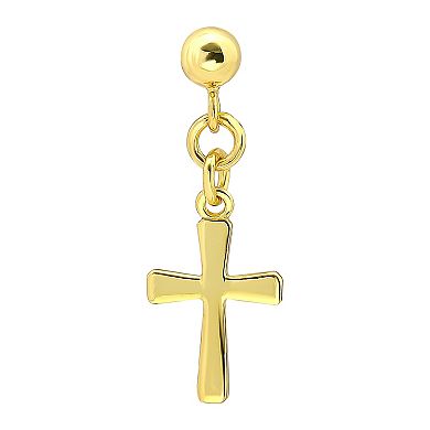 Aleure Precioso Sterling Silver Cross Drop Posted Earrings
