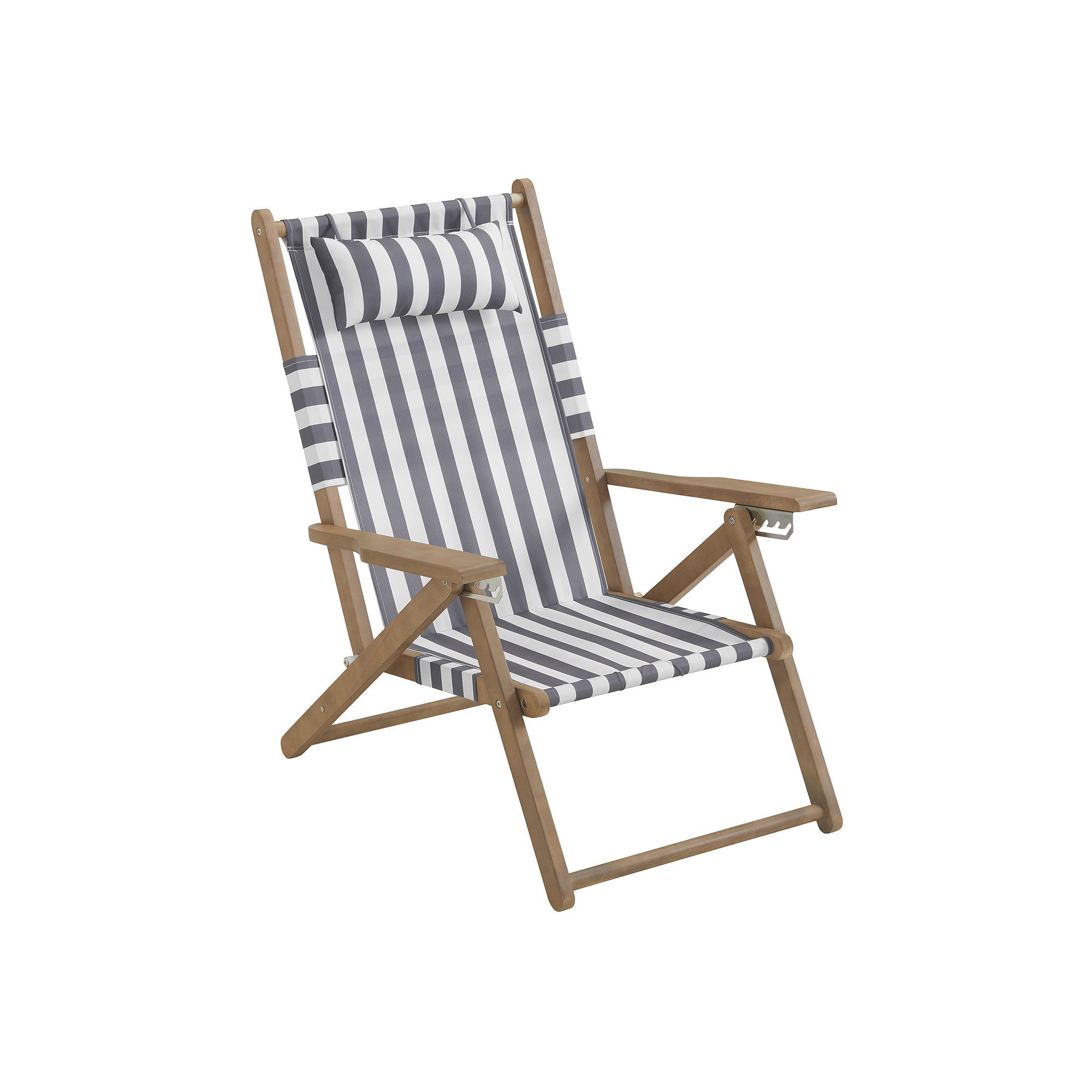 Lavish Home Folding Backpack Beach Chair, Gray Stripe