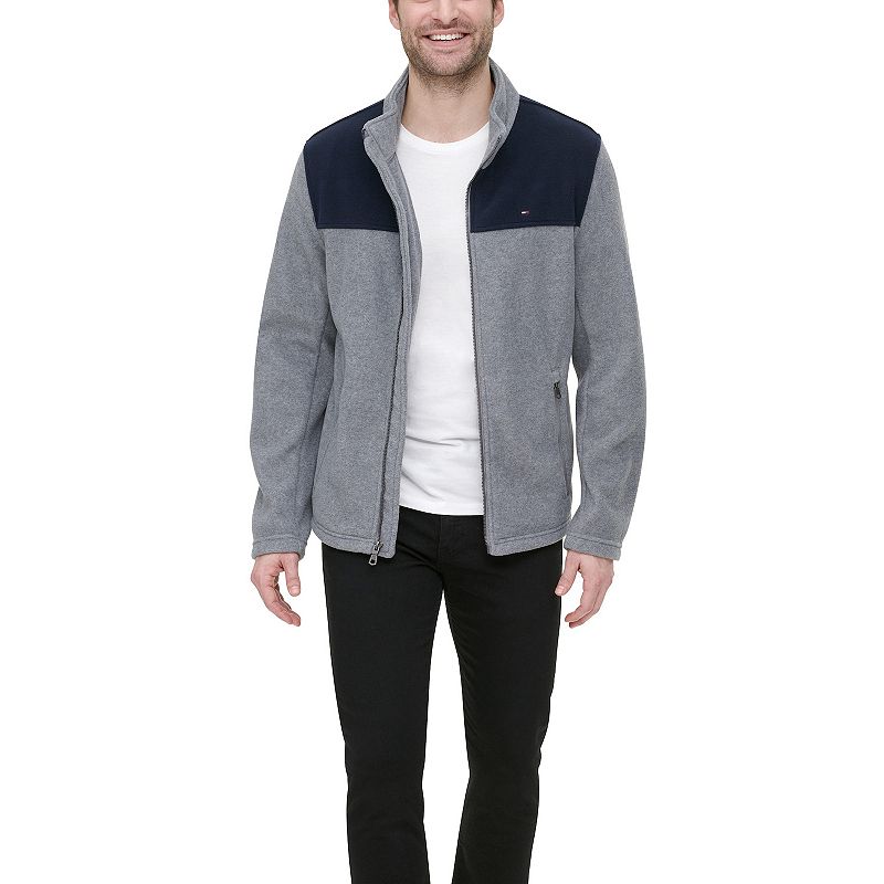 Big & Tall Tommy Hilfiger Fleece Jacket with Stand Collar, Men's, Size: 4XL Tall, Black Gray