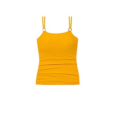 Women's Bal Harbour Solid Rouched Sides Ring Tankini Top