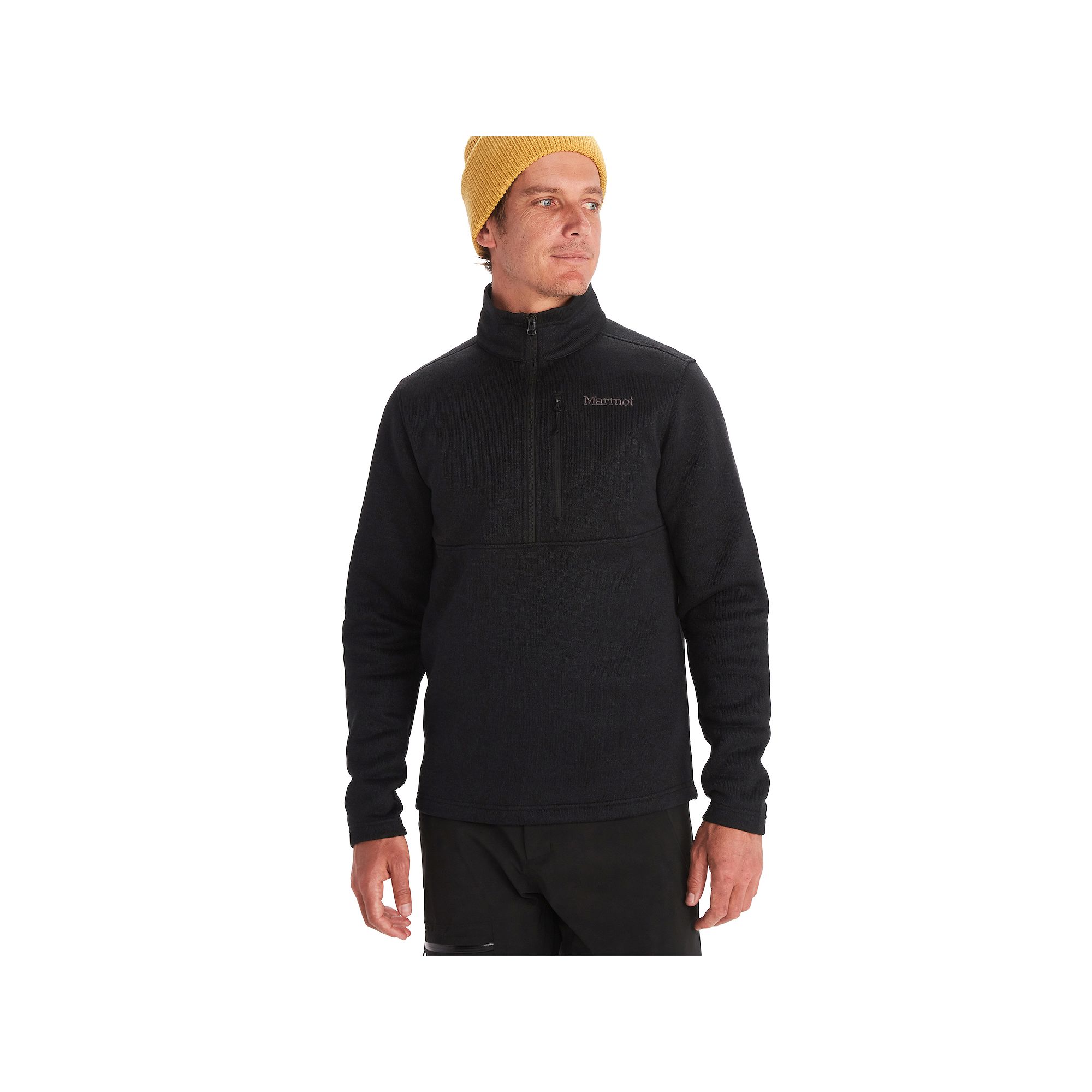 Mens Marmot Drop Line 1/2 Zip, Size: Large, Black