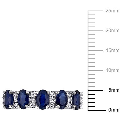 Stella Grace 14k White Gold Blue Sapphire & 1/6 Carat T.W. Diamond Semi-Eternity Ring