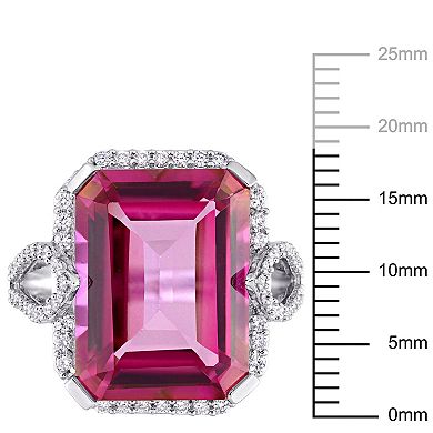 Stella Grace 14k White Gold Pink Topaz & 1/2 Carat T.W. Diamond Cocktail Ring