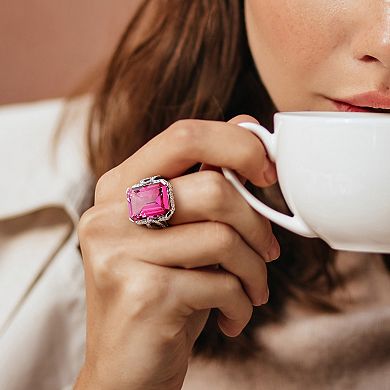Stella Grace 14k White Gold Pink Topaz & 1/2 Carat T.W. Diamond Cocktail Ring