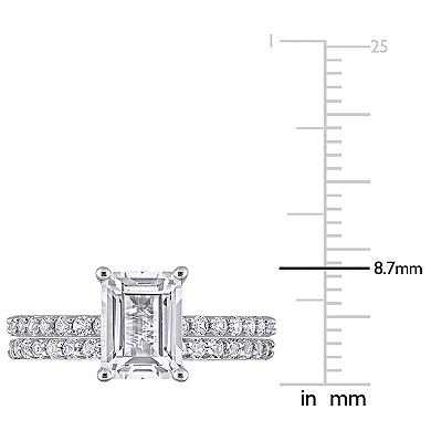 Stella Grace 10k White Gold Emerald-Cut Lab-Created White Sapphire Bridal Ring Set