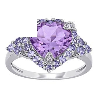 Stella Grace 10k White Gold Amethyst, Tanzanite & Diamond Accent Cocktail Ring