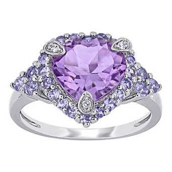 Stella Grace 10k White Gold Amethyst, Tanzanite & Diamond Accent Cocktail Ring