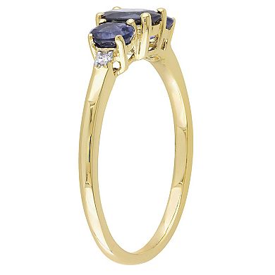 Stella Grace 10k Gold Sapphire & Diamond Accent 3-Stone Ring