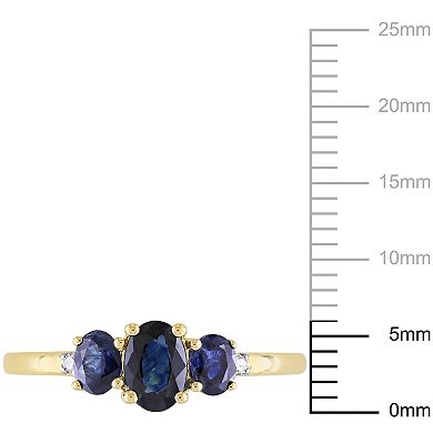 Stella Grace 10k Gold Sapphire & Diamond Accent 3-Stone Ring