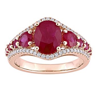 Stella Grace 14k Rose Gold Ruby & 1/3 Carat T.W Diamond Graduated Ring