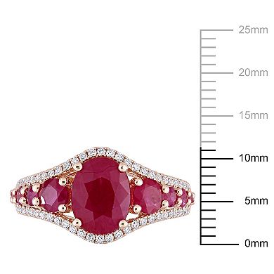 Stella Grace 14k Rose Gold Ruby & 1/3 Carat T.W Diamond Graduated Ring