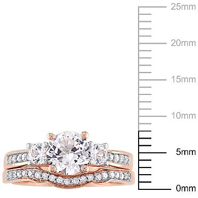 Stella Grace 10k Rose Gold Lab-Created White Sapphire & 1/8 Carat T.W Diamond Bridal Ring Set