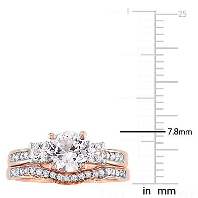 Stella Grace 10k Rose Gold Lab-Created White Sapphire & 1/8 Carat T.W Diamond Bridal Ring Set
