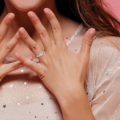 Stella Grace 10k Rose Gold Lab-Created White Sapphire & 1/8 Carat T.W Diamond Bridal Ring Set