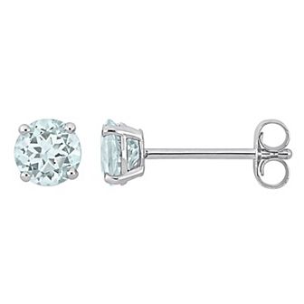 Stella Grace 14k White Gold Aquamarine Stud Solitaire Earrings