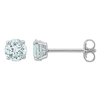 Stella Grace 14k White Gold Aquamarine Stud Solitaire Earrings