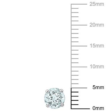Stella Grace 14k White Gold Aquamarine Stud Solitaire Earrings
