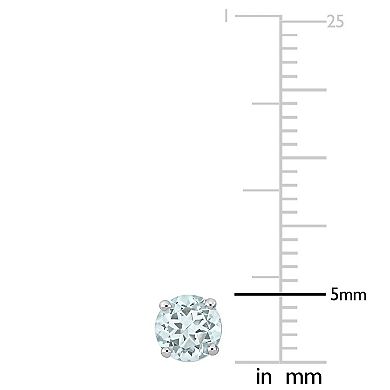 Stella Grace 14k White Gold Aquamarine Stud Solitaire Earrings