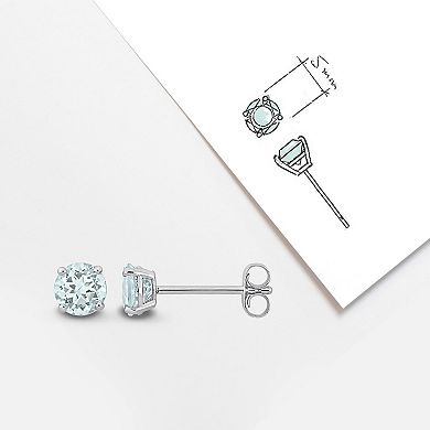 Stella Grace 14k White Gold Aquamarine Stud Solitaire Earrings