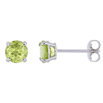 Stella Grace 14k White Gold Peridot Stud Solitaire Earrings