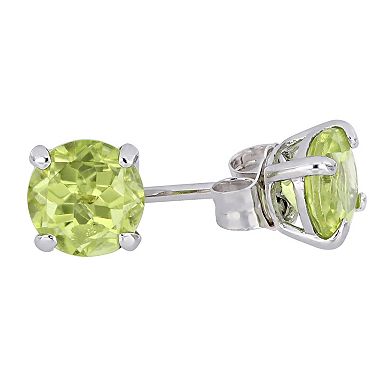 Stella Grace 14k White Gold Peridot Stud Solitaire Earrings