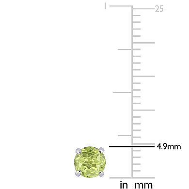 Stella Grace 14k White Gold Peridot Stud Solitaire Earrings