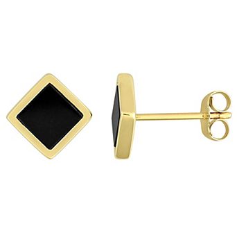 Men's Stella Grace 14k Gold Square Black Onyx Stud Earrings