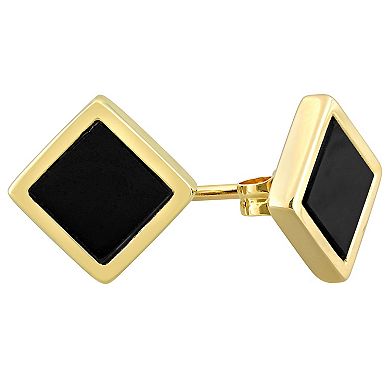 Men's Stella Grace 14k Gold Square Black Onyx Stud Earrings