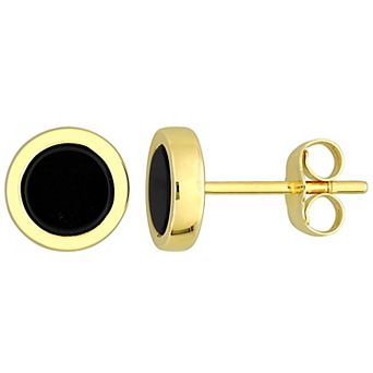 Stella Grace 14k Gold Round Black Onyx Stud Earrings