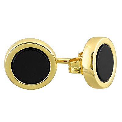 [LLOYD] 14K GOLD☆Black Point Round Earrings Stella Grace 14k Gold Round Black Onyx Stud Earrings