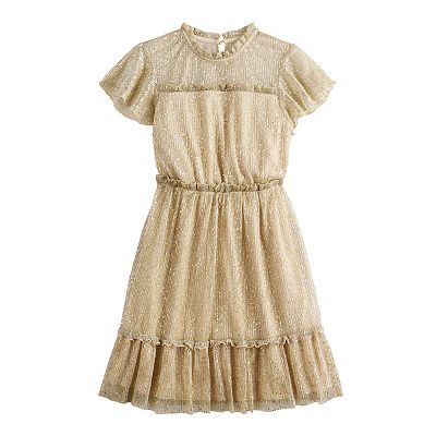 Girls 7-20 Speechless Glitter Tiered Flutter Sleeve Dress in Regular and  Plus Size