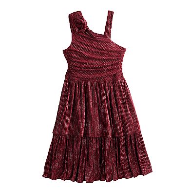 Girls 7-16 Speechless Shimmery Velvet Rose Accent Off-Shoulder Dress