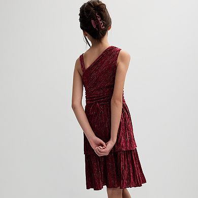 Girls 7-16 Speechless Shimmery Velvet Rose Accent Off-Shoulder Dress