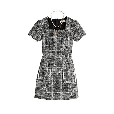 Girls 4-16 Speechless Square Neck Boucle Dress