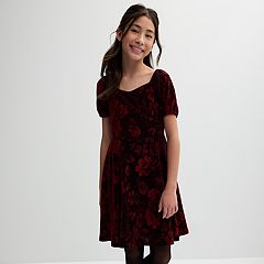 Girls Knit Works Glittery Floral Velvet Maroon Flocked 2024 Formal Dress size 16