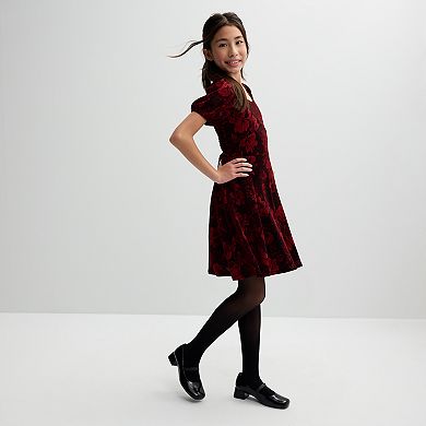 Girls 7-16 Speechless Floral Embossed Velvet Cap Sleeve Dress