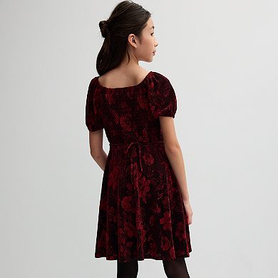 Girls 7-16 Speechless Floral Embossed Velvet Cap Sleeve Dress