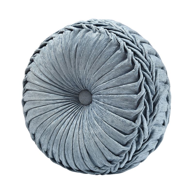 Five Queens Court Cesar Tufted Round Decorative Throw Pillow, Blue