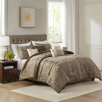 Madison Park Abigail 6-Piece Jacquard Comforter Set with Throw Pillows