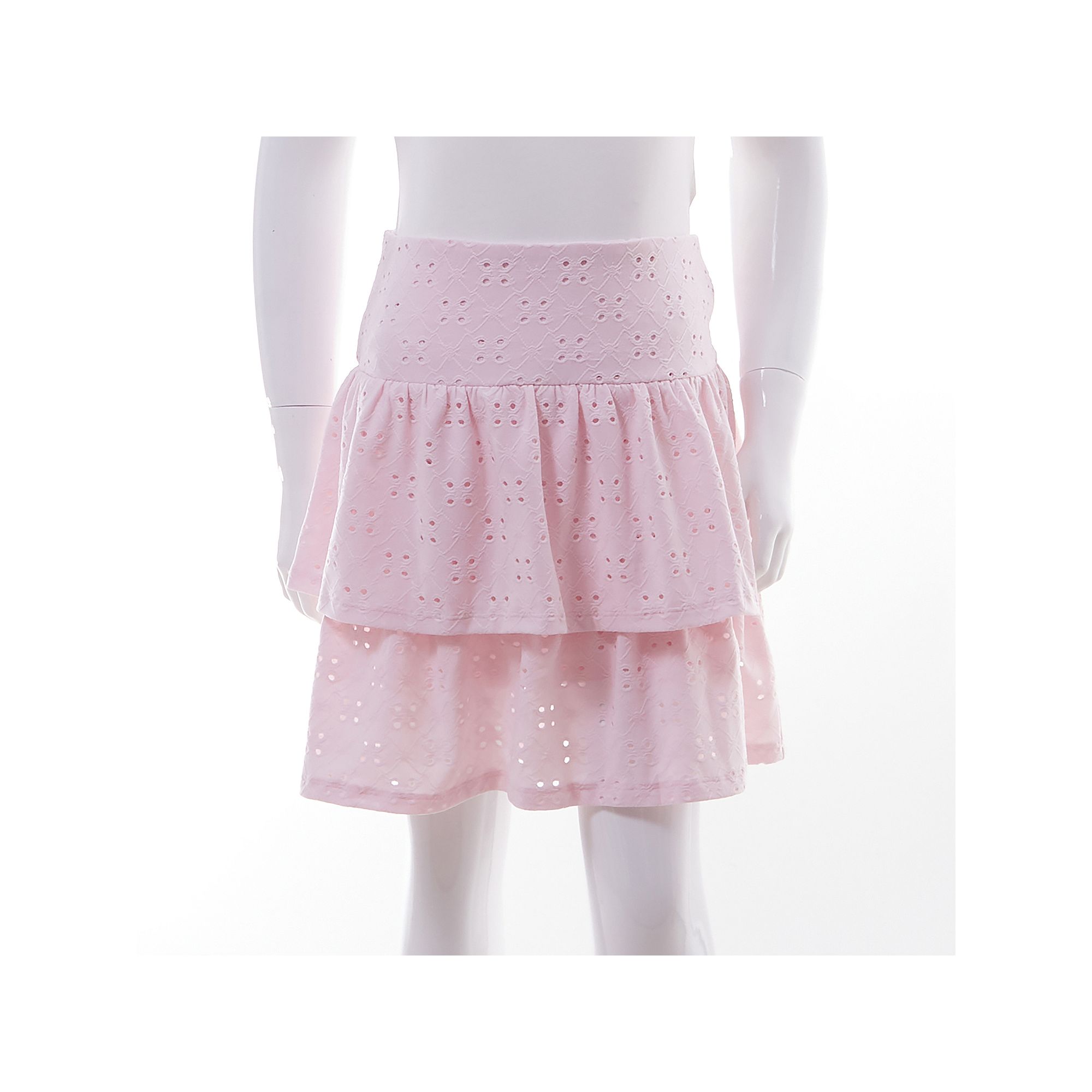 Girls Mini Society Tiered Eyelet Skirt, Girls, Size: Large, Pink