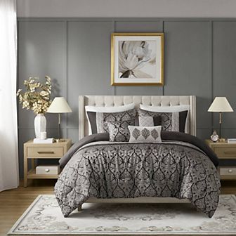 Madison Park Annette 6 pc Jacquard Comforter Set with Throw Pillows