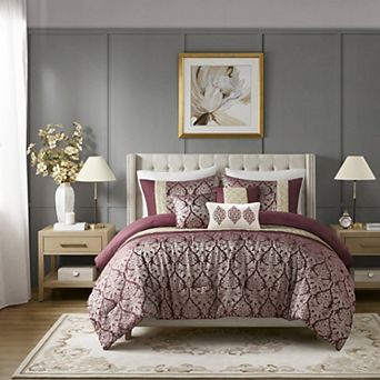 Madison Park Annette 6 pc Jacquard Comforter Set with Throw Pillows