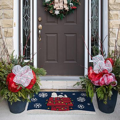 Disney's Peanuts Snoopy Christmas House Blue Coir Doormat