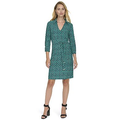 Women's Harper Rose Long Sleeve Collar Neck Tie Belt Dress