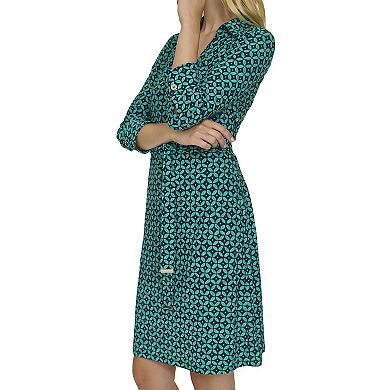 Women's Harper Rose Long Sleeve Collar Neck Tie Belt Dress