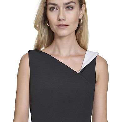 Women's Andrew Marc Sleeveless Asymmetrical Neck Sheath Dress