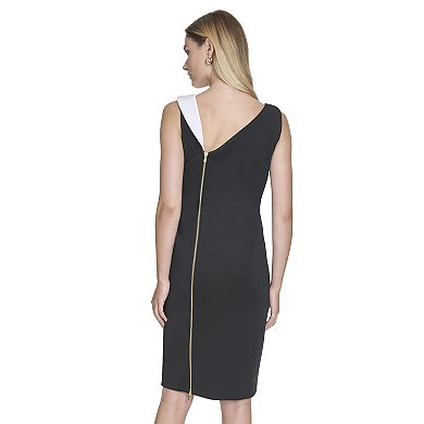 Women's Andrew Marc Sleeveless Asymmetrical Neck Sheath Dress
