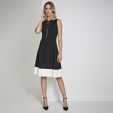 Women's Andrew Marc Sleeveless Zipper Neck Fit & Flare Dress