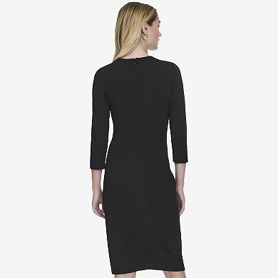 Women's Andrew Marc Quarter Sleeve Crew Neck Ruched Sheath Dress